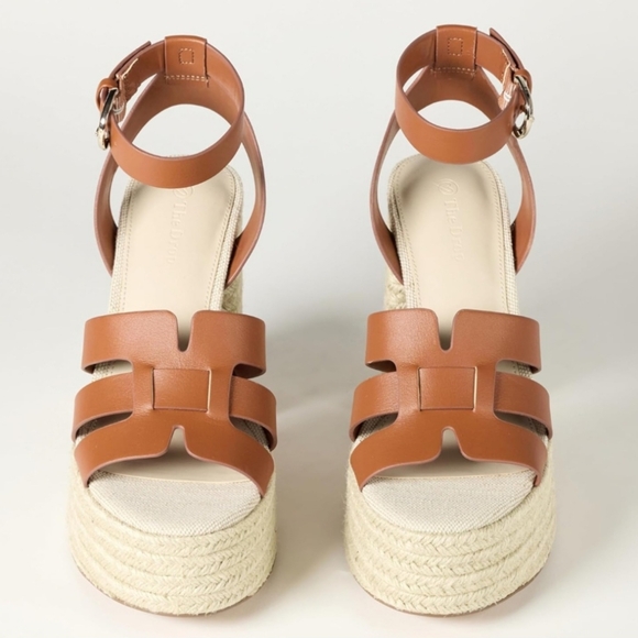 The Drop NWT Platform Wedge Heel Womens Size 5 Cognac Brown Tan Summer Wedding - Picture 6 of 6